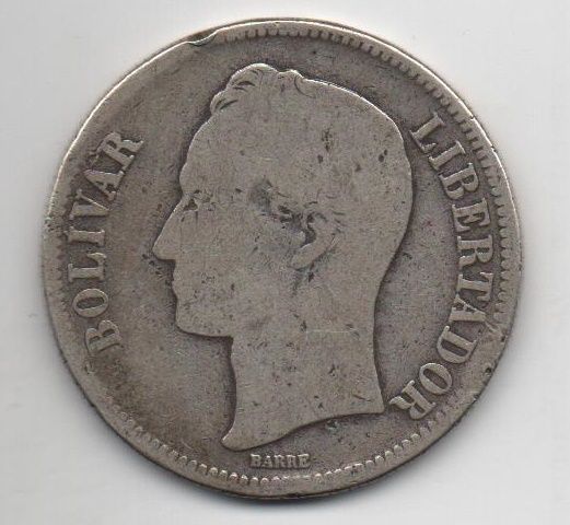 VENEZUELA DEL AÑO 1888 DE 5 BOLIVARES